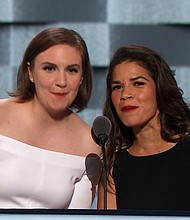 Famous millennials: Lena Dunham and America Ferrera/Credit:	Pool