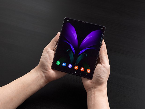 Samsung's Galaxy Z Fold 2 has a 6.2-inch display that folds out into a 7.6-inch tablet-sized screen./Credit:	Samsung