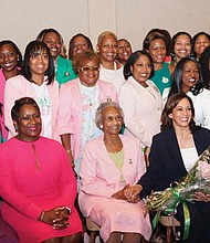 Vice presidential nominee Kamala Harris with members of Alpha Kappa Alpha Sorority at an event in July 2019 in Atlantic City.
