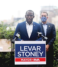Mayor Levar M. Stoney talks about the successes of his first term in office and details his vision for Richmond’s future as he launches his bid for re-election Tuesday with the endorsement of Gov. Ralph S. Northam. Location: City overlook at East Grace Street in Church Hill.