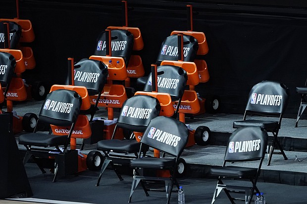 The Milwaukee Bucks bench remains empty
