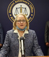 Alameda County District Attorney Nancy O'Malley announces the charge of an officer for the fatal shooting of a black man./Credit:	Alameda County District Attorney