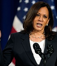Democratic vice presidential nominee Kamala Harris strongly rebuked President Donald Trump and Attorney General William Barr for denying there's systemic racism in the US justice system.
Credit:	Carolyn Kaster/AP