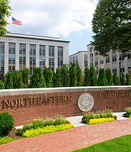 Northeastern University main entrance and Ell Hall in Boston, Massachusetts, USA./Credit:	Shutterstock