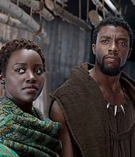 Chadwick Boseman and Lupita Nyong'o star in 'Black Panther.'/Credit:	Marvel Studios