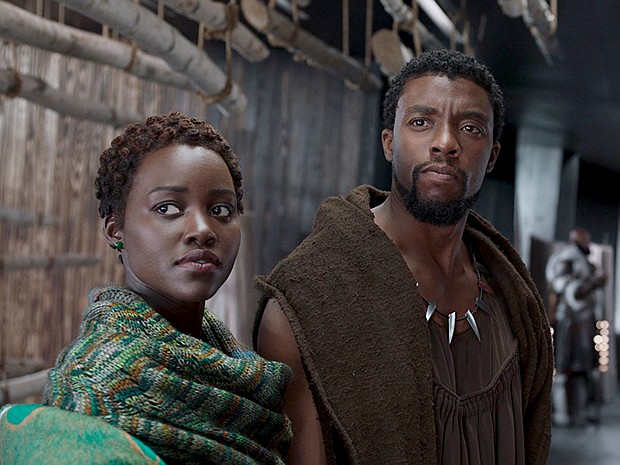 Chadwick Boseman and Lupita Nyong'o star in 'Black Panther.'/Credit:	Marvel Studios