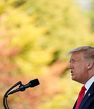President Donald Trump was visibly distressed this weekend over the fallout that ensued from the story published in The Atlantic alleging that he privately disparaged the war dead./Credit:	Patrick Semansky/AP