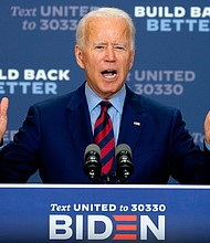 Democratic presidential candidate and former Vice President Joe Biden speaks on the state of the US economy on September 4, 2020, in Wilmington, Delaware./Credit:	JIM WATSON/AFP/Getty Images