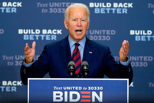 Democratic presidential candidate and former Vice President Joe Biden speaks on the state of the US economy on September 4, 2020, in Wilmington, Delaware./Credit:	JIM WATSON/AFP/Getty Images
