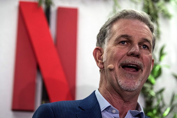 Co-founder and director of Netflix Reed Hastings delivers a speech as he inaugurates the new offices of Netflix France, in Paris on January 17, 2020./Credit:	Christophe Archambault/AFP/Getty Images