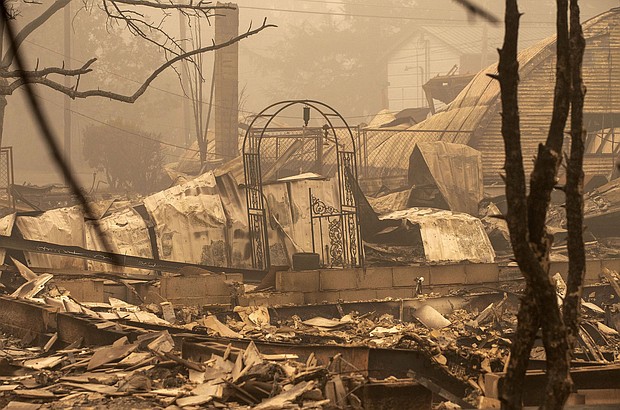 Several homes were destroyed by the Beachie Creek Fire east of Salem./Credit:	Rob Schumacher/AP