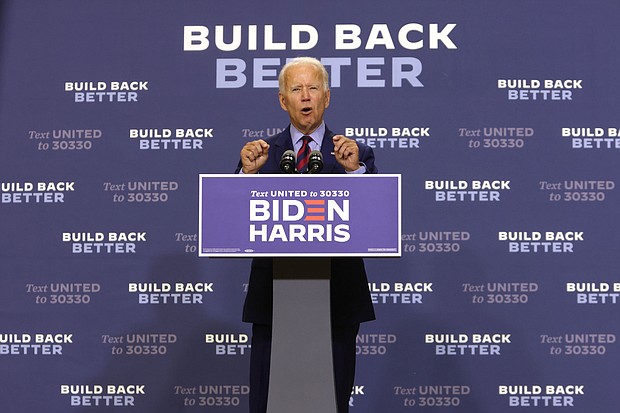 Democratic presidential nominee Joe Biden speaks during a campaign event September 4, 2020 in Wilmington, Delaware. Biden spoke on the economy that has been worsened by the COVID-19 pandemic./Credit:	Alex Wong/Getty Images