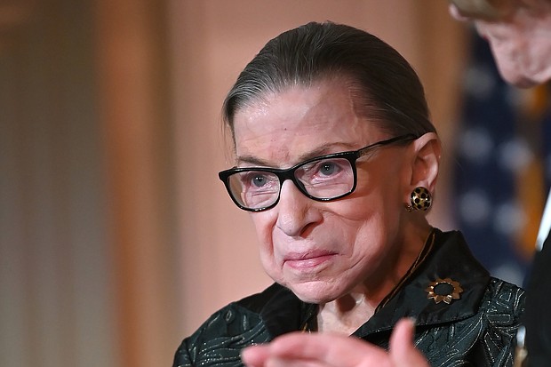 Supreme Court Justice Ruth Bader Ginsburg is seen as she presents the Justice Ruth Bader Ginsburg Inaugural Woman of Leadership Award to Agnes Gund at The Library of Congress on February 14, 2020 in Washington, DC./Credit: Shannon Finney/Getty Images