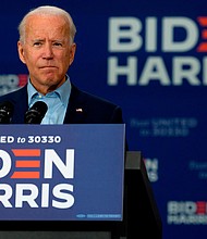 Democratic presidential nominee Joe Biden intends to make a push on health care in the wake of Supreme Court Justice Ruth Bader Ginsburg's death as a political fight over the Supreme Court vacancy is already underway./Credit: JIM WATSON/AFP/Getty Images