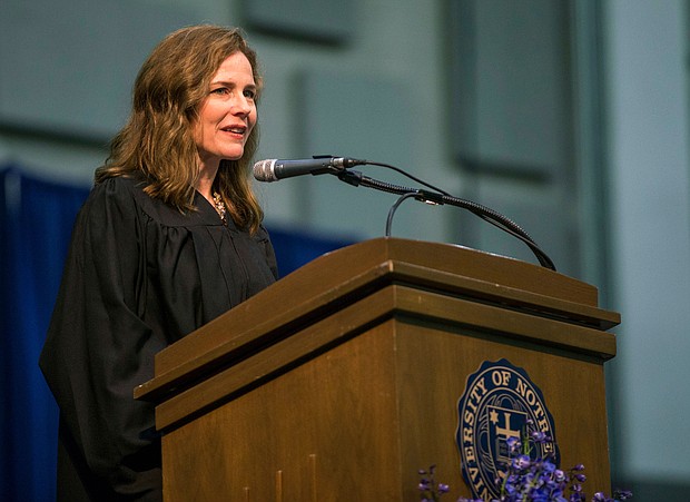 Judge Amy Coney Barrett has emerged as President Donald Trump's overwhelming favorite to replace the late Supreme Court Justice Ruth Bader Ginsburg, according to several people familiar with the deliberations, who say the President's view was solidified during a lengthy meeting at the White House on Sept. 21./Credit: Robert Franklin/South Bend Tribune via AP