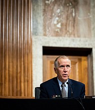 The brawl over Justice Ruth Bader Ginsburg's successor could help Republicans in toss-up Senate races in North Carolina, Iowa, Georgia and Montana. This image shows NC Sen. Thom Tillis speaking during a Senate Judiciary Committee oversight hearing on Capitol Hill in Washington,DC on August 5, 2020./Credit:	Erin Schaff/AFP/POOL/Getty Images