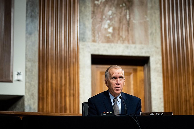 The brawl over Justice Ruth Bader Ginsburg's successor could help Republicans in toss-up Senate races in North Carolina, Iowa, Georgia and Montana. This image shows NC Sen. Thom Tillis speaking during a Senate Judiciary Committee oversight hearing on Capitol Hill in Washington,DC on August 5, 2020./Credit:	Erin Schaff/AFP/POOL/Getty Images