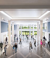 The new Great Hall will house large objects from the museum’s collection and lead to an updated grand staircase.