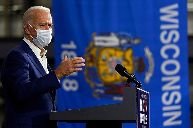 Joe Biden speaking at Wisconsin Aluminum Foundry in Manitowoc, WI