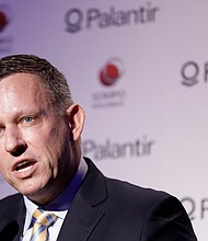 Peter Thiel, co-founder and chairman of Palantir Technologies Inc., speaks during a news conference in Tokyo, Japan, on November 18, 2019./Credit:	Kiyoshi Ota/Bloomberg/Getty Images
