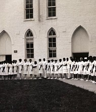 A graduating class of nurses in the 1960s stands outside the former chapel on Central State’s campus. The hospital had a program to train nurses during its history. The chapel building, which held social events and convocations, was demolished.