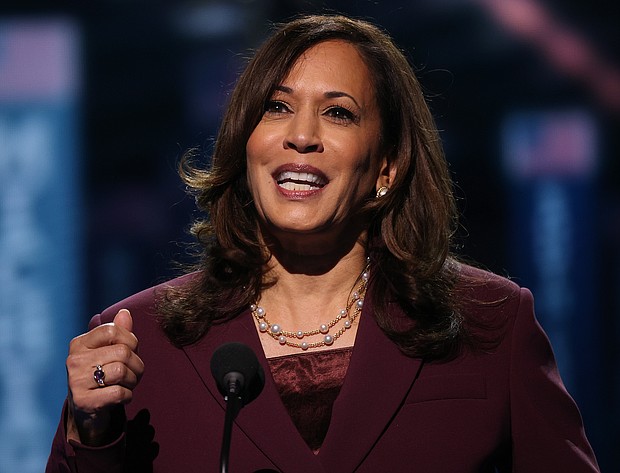 Democratic vice presidential nominee U.S. Sen. Kamala Harris speaks on the third night of the Democratic National Convention from the Chase Center August 19, 2020 in Wilmington, Delaware.
Credit:	Win McNamee/Getty Images North America/Getty Images