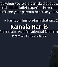 Sen. Kamala Harris answers a question regarding Trump's Covid-19 response.
Credit:	POOL/CNN