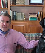 Gov. Ralph S. Northam and his dog, Pearl.