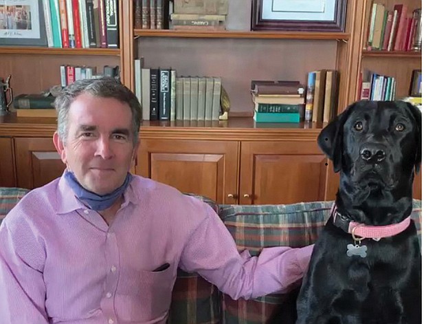 Gov. Ralph S. Northam and his dog, Pearl.