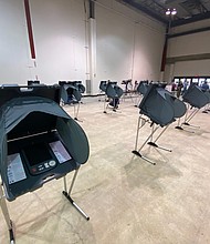 *Voting machines will be placed six feet apart to allow for social distancing.