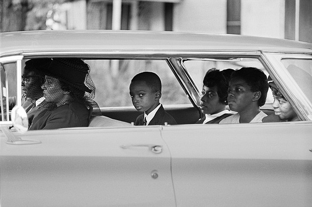 Ben Chaney, center, in the car on the way to his brother's funeral, August 1964, Mississippi.
Credit:	Bill Eppridge/PBS