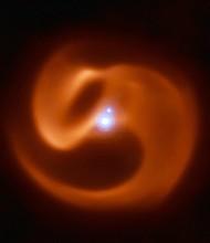 Infrared image of Wolf-Rayet binary, dubbed Apep, 8000 light years from Earth.
Credit:	European Southern Observatory