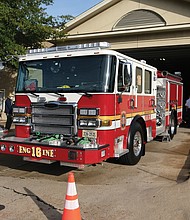 Firefighter Carlos Samuels said the ceremony is a nod to the bygone era when fire equipment was horse-drawn and firefighters literally had to push the wagons and pumpers into the station after the horses were unhitched.