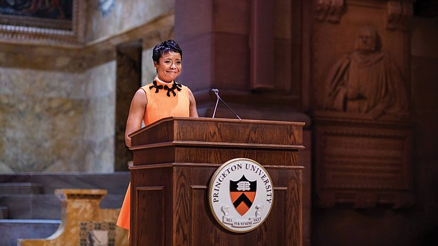 Mellody Hobson, Class of 1991, accepts the Woodrow Wilson Award in February 2019 during Alumni Day. Ms. Hobson made the lead gift to establish a new residential college at the site of Princeton University’s first residential college, formerly known as Wilson College.