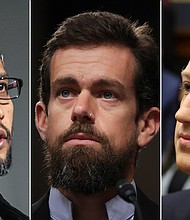 The Senate Commerce Committee will question the CEOs of Facebook, Google and Twitter amid cries of conservative bias and threats to change a crucial law, known as Section 230, that protects the companies' ability to moderate content as they see fit.
Credit:	Ramin Talaie/Drew Angerer/Chip Somodevilla/Getty Images