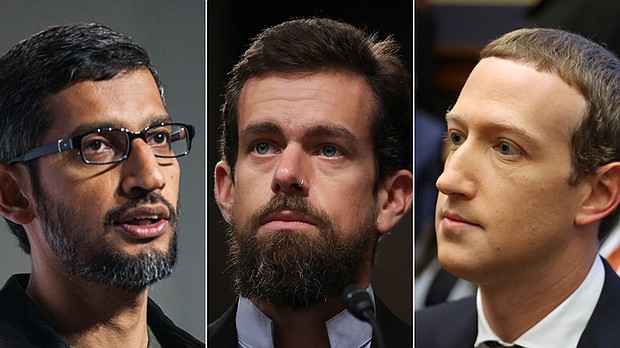 The Senate Commerce Committee will question the CEOs of Facebook, Google and Twitter amid cries of conservative bias and threats to change a crucial law, known as Section 230, that protects the companies' ability to moderate content as they see fit.
Credit:	Ramin Talaie/Drew Angerer/Chip Somodevilla/Getty Images