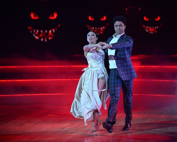Jeannie Mai is leaving "Dancing With the Stars" after being hospitalized for a throat condition which affects the lungs. In this photo, Mai and her partner Brandon Armstrong are seen performing on "Dancing with the Stars."
Credit:	Eric McCandless/ABC