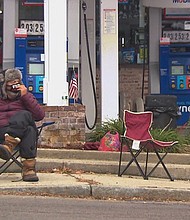 Bruce Archambault campaigns against President Donald Trump in Uxbridge, MA.
Credit:	WBZ