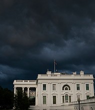 Storm clouds are seen near the White House on June 25, 2020 in Washington, DC.
Credit:	Drew Angerer/Getty Images