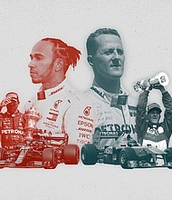 \History was made at the Portimao Circuit in Portugal when Lewis Hamilton overtook Michael Schumacher's 91 race wins and become the all-time leader in Formula One Grand Prix victories?/Credit:	CNN/Photo Illustration/Getty Images/G Smith
