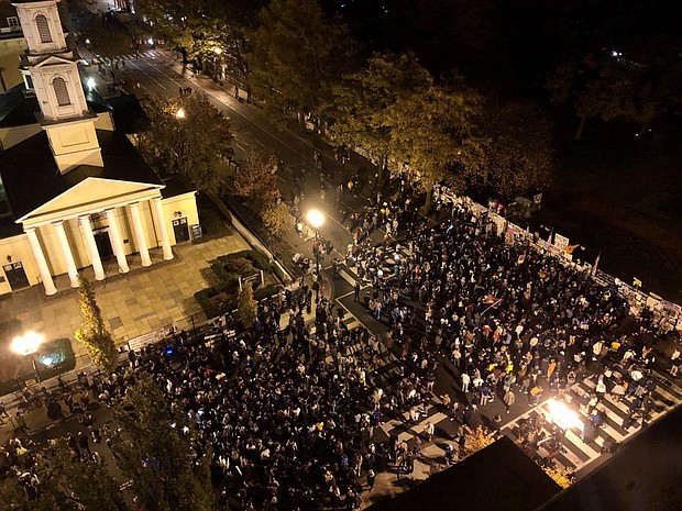 People celebrate on Nov. 7 in Washington, D.C. following the election of Joe Biden as the 46th president of the United States.
Credit:	Kim Uhl/CNN
