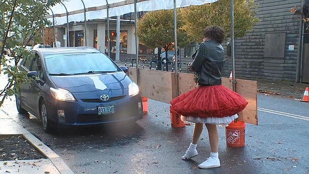 At Shine Distillery, they've set up a drive-through with Drag Queens, who are putting on a show while customers wait.
Credit:	KPTV