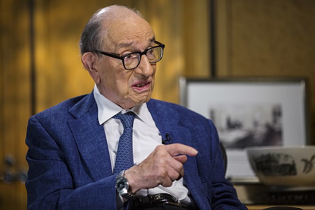 Alan Greenspan, former chairman of the Federal Reserve System, pictured here in Washington, D.C., on July 24, 2019, said he'd never seen anything like the pandemic economy.
Credit:	Zach Gibson/Bloomberg via Getty Images