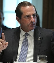 Secretary of Health and Humans Services Alex Azar, here speaking at the White House on August 16, 2018 in Washington, DC, says Wednesday his department won't work with President-elect Joe Biden's team until the General Services Administration determines he won.
Credit:	Oliver Contreras/Pool/Getty Images