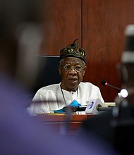 Nigeria's Information and Culture Minister Lai Mohammed defended the country's security response to the October 20 protest at the Lekki toll gate in Lagos during a news conference in Abuja.
Credit:	Afolabi Sotunde/Reuters