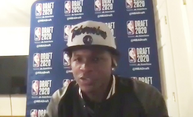 Anthony Edwards talks to reporters by video Nov. 18 after being chosen by the Minnesota Timberwolves during the NBA draft.