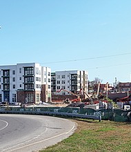 The building boom in Richmond continues, with the Manchester area in South Side being one of the hottest areas for apartment construction. These photos show the construction of the Riverview Apartments by Alabama-based LIV Development on 7 acres at Semmes and Cowardin avenues just east of the Lee Bridge. When complete next year, the $50 million development is to offer 269 units in seven buildings. Begun in 2019, the development is just the latest in the area. Across the street on the site of a former car dealership, development is underway on another 180 units. A host of other apartments are in planning or under construction to the east, such as River’s Edge II, The Current and South Falls.