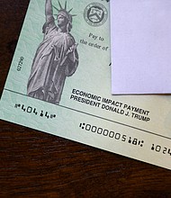 President Donald Trump's name appears on a stimulus check on May 3, 2020. There may not be a second stimulus check this year.
Credit: Will Lanzoni/CNN