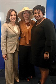 From left, Vice President-elect Kamala Harris, former Atlanta First Lady Valerie Richardson Jackson and Democratic activist Stacey Abrams.