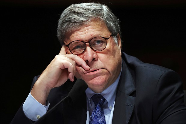In this July 28, 2020, file photo, Attorney General William Barr appears before a House Judiciary Committee hearing on the oversight of the Department of Justice on Capitol Hill in Washington. He is considering leaving his post before President Donald Trump exits the office.
Credit:	Chip Somodevilla/AP